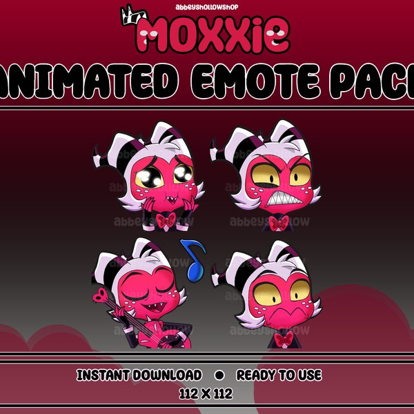 Animated Helluva Boss | Moxxie Premade Emote Pack (4) | Twitch Emotes | Discord Emotes | Etc.,