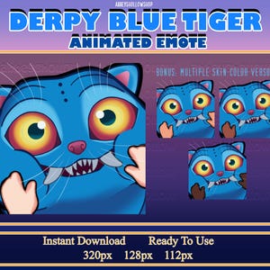 Derpy Blue Tiger Squishy Face | Kpop Demon Hunters | Animated Emotes (1 GIF - 4 versions - 3 sizes ) | Twitch | Discord | Streamer PNG Asset