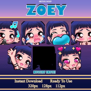 Huntrix Zoey | Kpop Demon Hunters | Premade Emote Pack (7) | Twitch | Discord | Static | Emotes | Streamer