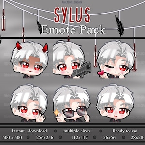 Sylus | Love and Deepspace | Premade Emote Pack (6) | Twitch Emotes | Discord Emotes | Youtube Emotes | PFP |  Etc.,