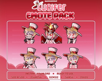 Hazbin Hotel | Lucifer Premade Emote Pack (6) | Twitch Emotes | Discord Emotes