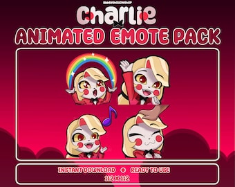 Paquete de emoticonos predefinidos animados de Hazbin Hotel / Charlie (4) / Emoticonos de Twitch / Emoticonos de Discord