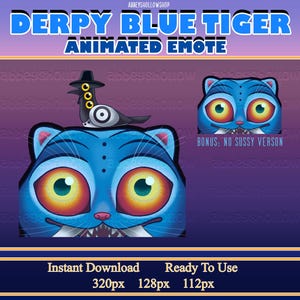 Derpy Blue Tiger Peek feat. Sussy | Kpop Demon Hunters | Animated Emotes (2 GIFs - 3 sizes ) | Twitch | Discord | Streamer PNG Asset
