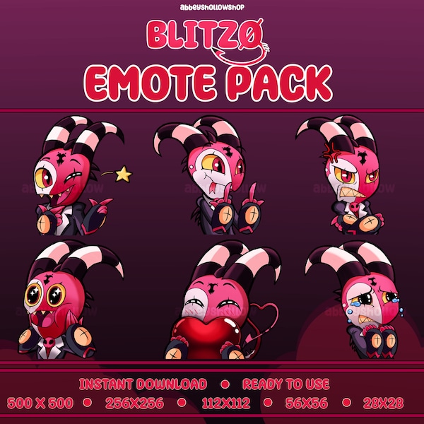 Helluva Boss | Blitz∅ Premade Emote Pack (6) | Twitch Emotes | Discord Emotes