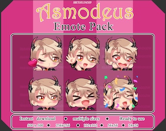 Asmodeus Obey Me! Static Emote Pack: Twitch/Discord, Stream Assets