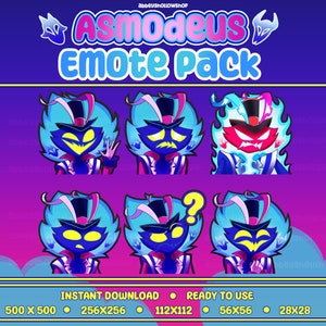 May include: A set of five digital emoticons featuring a cartoon character with blue hair, a top hat, and a mischievous expression. The character is shown in different poses and expressions, including winking, frowning, and surprised. The emoticons are available in various sizes, including 500x500 pixels, 256x256 pixels, 112x112 pixels, 56x56 pixels, and 28x28 pixels.