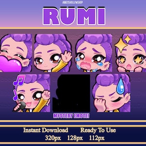 Huntrix Rumi | Kpop Demon Hunters | Premade Emote Pack (7) | Twitch | Discord | Static | Emotes | Streamer