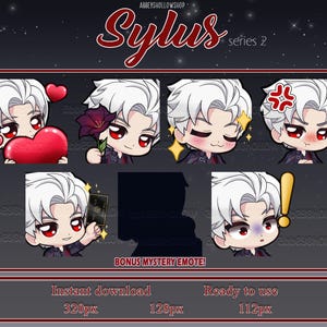 Sylus | Love & Deepspace | Series 2 Emotes | Premade Emote Pack (7) | Twitch | Discord | Static | Emotes | Streamer Assets
