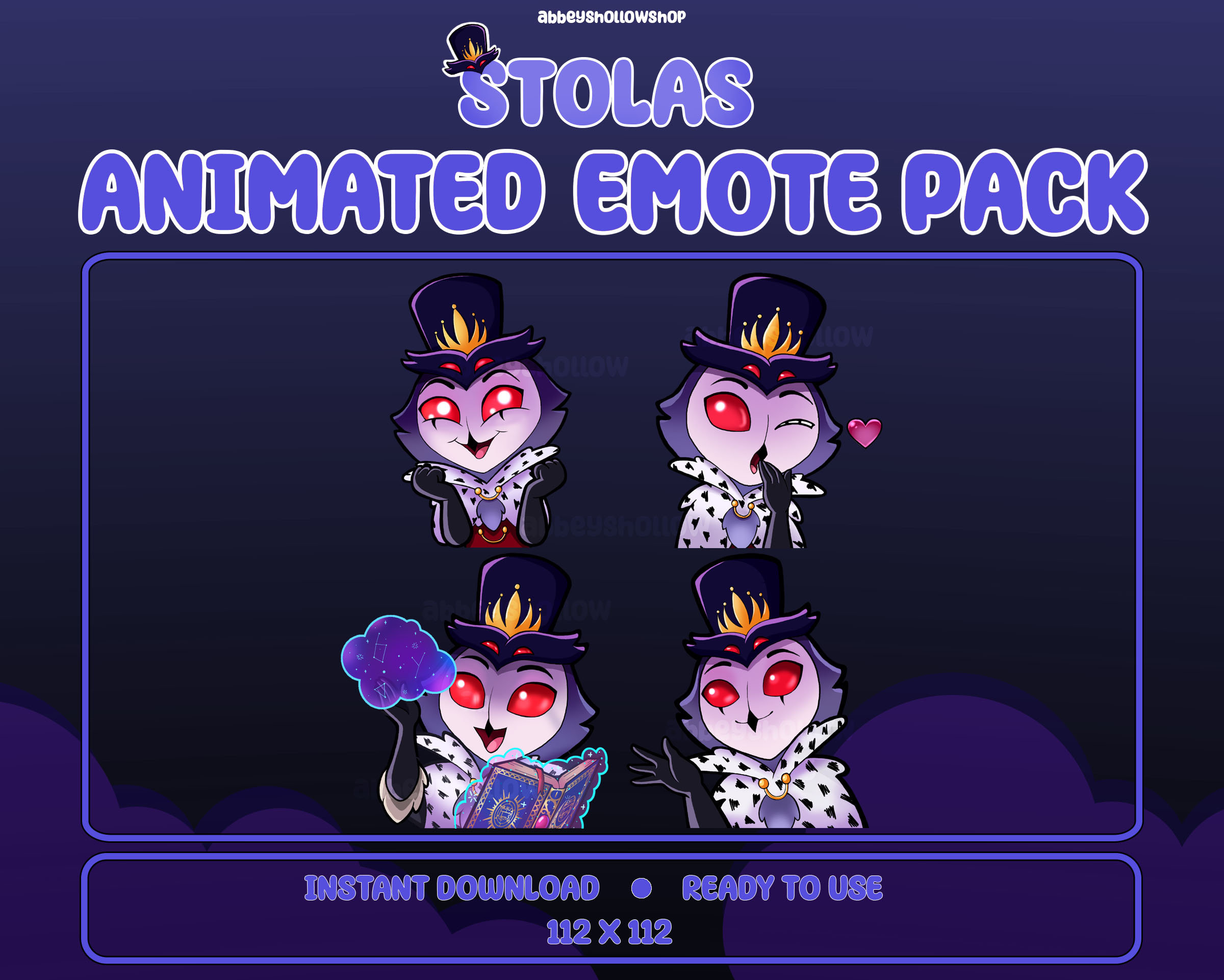 Emotes Bossman Animated Helluva Boss | Stolas Premade Emote Pack (4) | Twitch Emotes ...