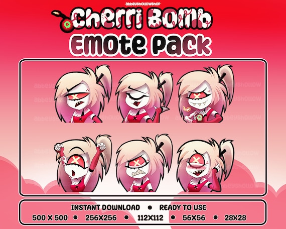 Hazbin Hotel | Cherri Bomb Premade Emote Pack (6) | Twitch Emotes