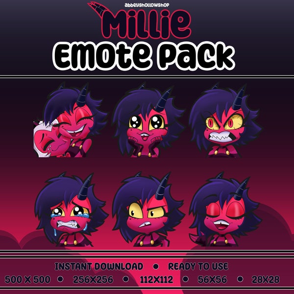 Helluva Boss | Millie Premade Emote Pack (6) | Twitch Emotes | Discord Emotes