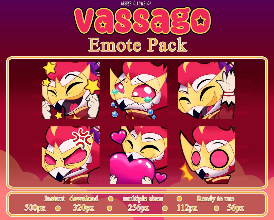 Emotes Bossman Helluva Boss | Vassago Premade Emote Pack (6) | Twitch Emotes | Discord ...
