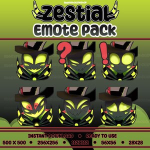 Hazbin Hotel | Zestial Färdiga Emote-paket (6) | Twitch-Emotes | Discord-Emotes