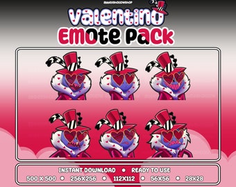 Hazbin Hotel | Valentino Premade Emote Pack (6) | Twitch Emotes | Discord Emotes