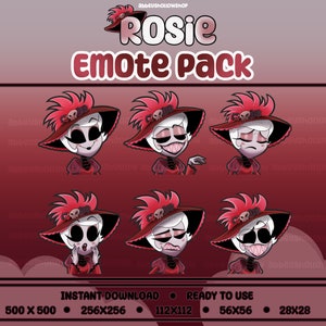 Hazbin Hotel | Rosie Premade Emote Pack (6) | Twitch Emotes