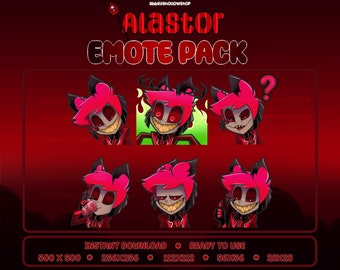 Hazbin Hotel | Alastor Premade Emote Pack (6) | Twitch Emotes | Discord Emotes