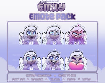 Hazbin Hotel | Emily Premade Emote Pack (6) | Twitch Emotes | Discord Emotes