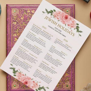 Jewish Holiday Calendar 2025 2026 Rosh Hashanah Gifts Judaica Prints 5786 Holidays, Printable Jewish Calendar, Digital Files 8.5&quot; by 11&quot;
