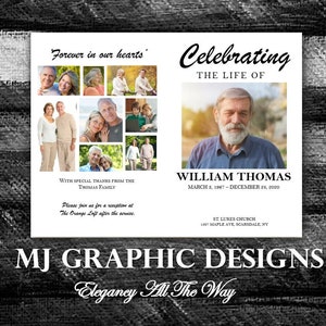 INSTANT DOWNLOAD Funeral Program Template, Celebration of Life, Order of Service, Pictures and Memories