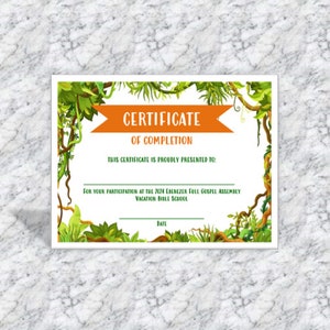 Vacation Bible School Completion Certificate | Church Certificate | VBS Certificate | VBS Summer Camp Certificate | Instant Download