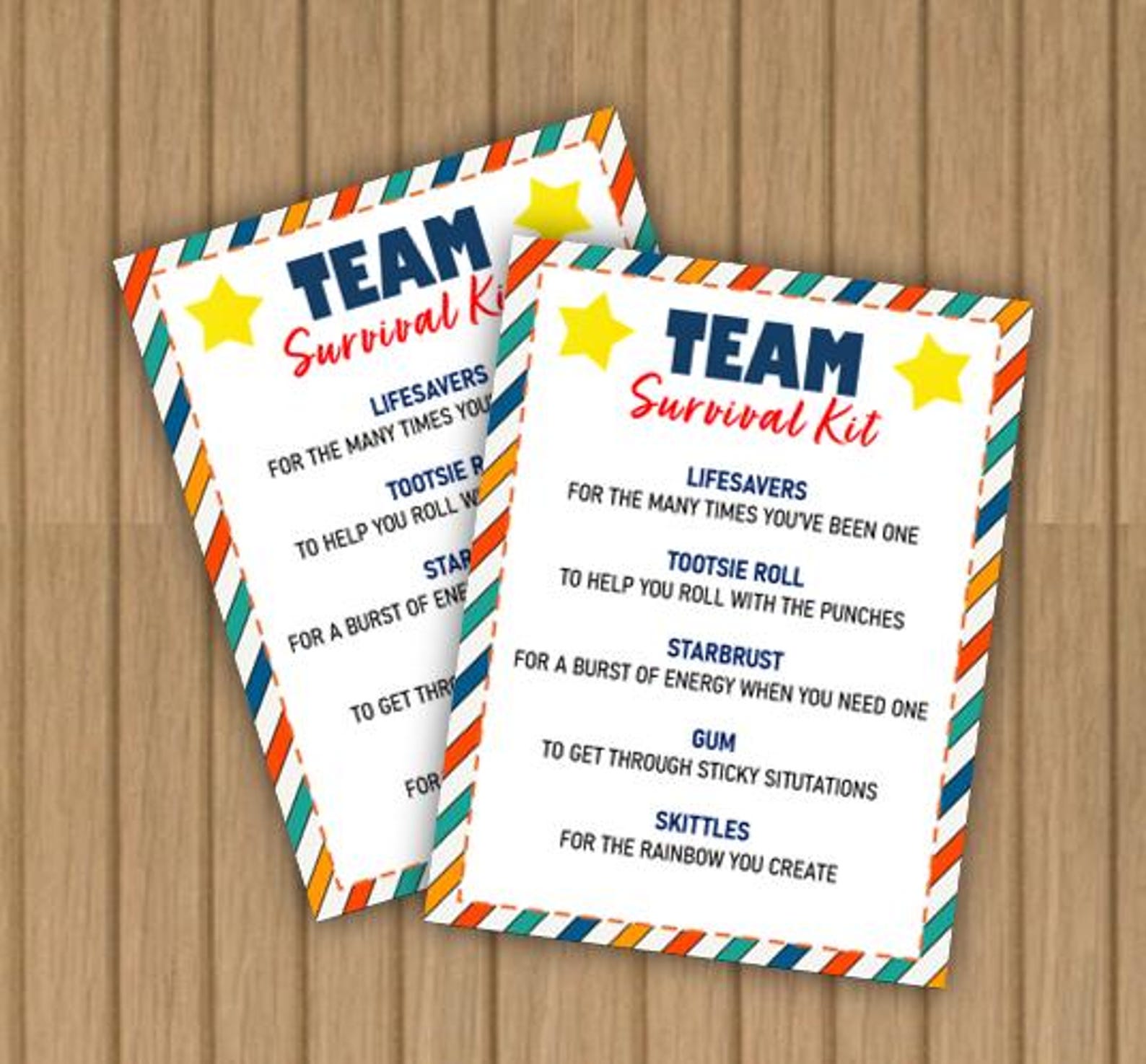 Editable Printable Team Survival Kit Staff Appreciation Candy Tag Gift ...