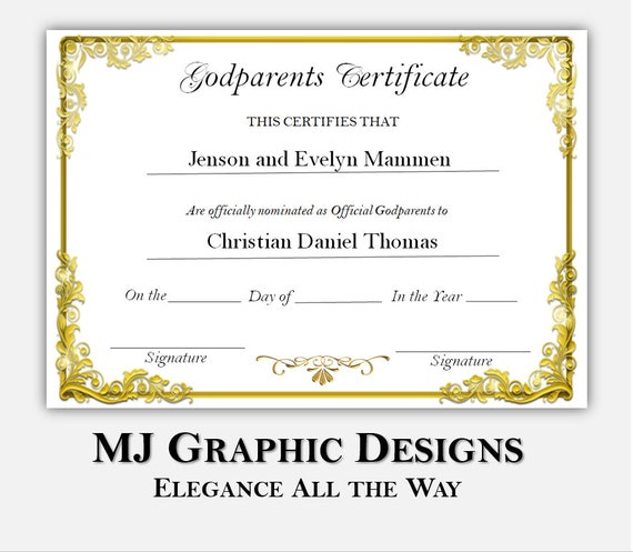 INSTANT DOWNLOAD Official Godparents Certificate Instant - Etsy