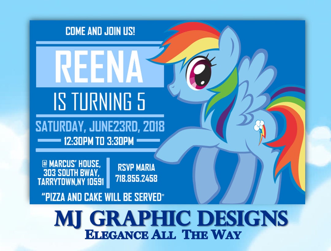 INSTANT DOWNLOAD! My Little Pony Rainbow Dash Invitation, Birthday Girl ...