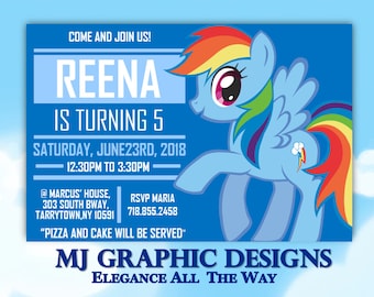 Invitación de cumpleaños de Rainbow Dash: Mi Pequeño Pony (Descarga digital)