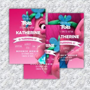 Trolls invitation, Trolls Birthday Invite Printable, Trolls Craziest Party Birthday Invitation, Digital Trolls Party Editable Template