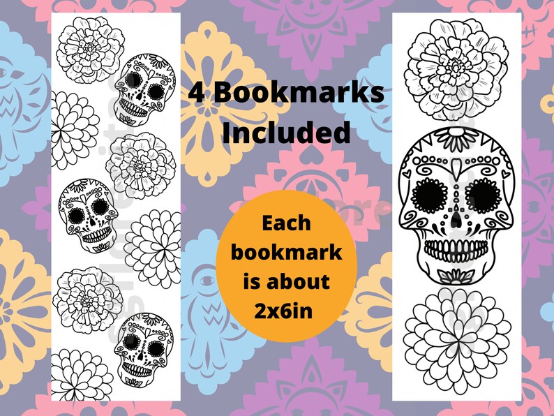 Printable Dia De Los Muertos Coloring Bookmarks Printable - Etsy