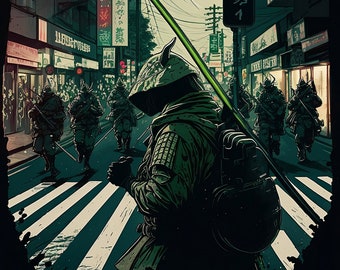 Modern Day Samurai Army Digital Download Art Print - Impresión de pared, póster, camiseta
