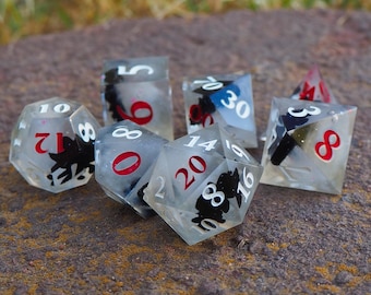 Spider Webs Dice Set | Full Sharp Edge Handmade Resin Dice Set | 7PC | D&D Dice | Dungeons and Dragonsr