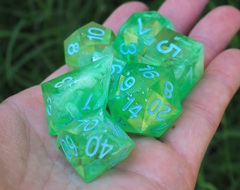 TS “Debut” Inspired Dice Set | Full Sharp Edge Handmade Resin Dice Set | 7PC | D&D Dice | Dungeons and Dragons
