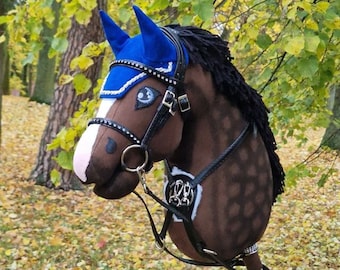 A3 BIG size Hobby Horse Dark BAY with STRIPE Premium with bridle, and bit