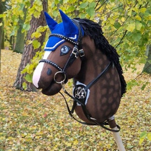 A3 BIG size Hobby Horse Dark BAY with STRIPE Premium with bridle, and bit