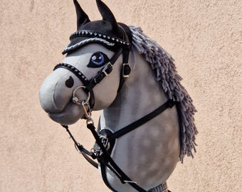 Caballo de juguete A3 GRIS CLARO Premium con brida y bocado