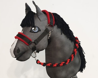 Red Standard halter / collar for Hobby horse with a twisted baumwolle rope