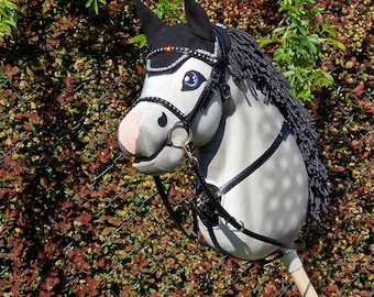 Hobby Horse A3 LIGHT GRAY with dark mane Premium with bridle, and bit