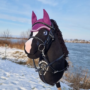 A3 BIG size Hobby Horse BLACK Premium with bridle, and bit