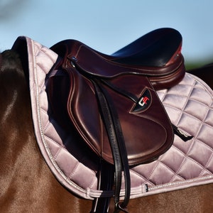 Exclusive ROSE Velvet Saddle pad with crystals and personalization