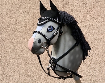 Cavallo Hobby A4 GRIGIO CHIARO con criniera scura Premium con briglia e morso