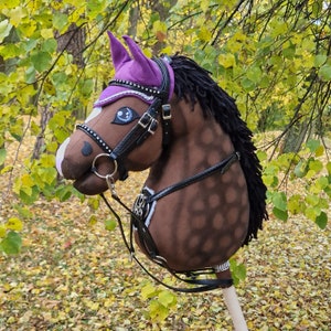 A3 BIG size Hobby Horse Dark BAY with snip and star Premium with bridle, and bit