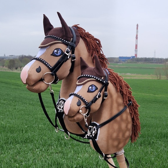 Bride En Cuir HKM Pour Hobby Horsing | Réglable Avec Strass | Pour Cheval Jouet - Style Anglais