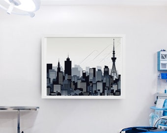 Iconic Skyline of Tokyo Art Print, Japan Print, Tokyo Print, AI Print