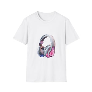 Futuristic Neon Headphones T-Shirt - Cyberpunk Gaming Tee, Video Game Tee, Gaming Headphones Top, Gaming Clothing