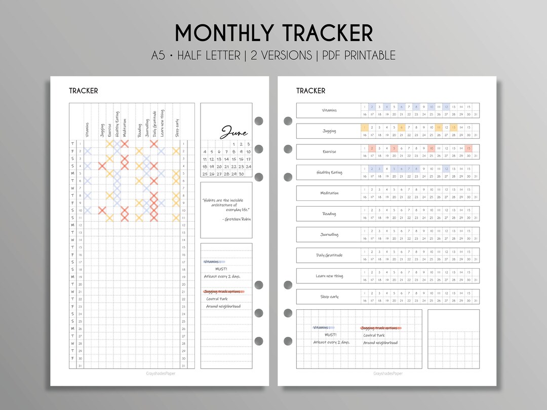 Monthly Tracker Printable Habit Tracker Functional Tracker - Etsy