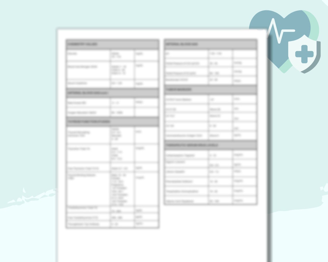Lab Values Cheat Sheet Lab Values Nursing Lab Values Etsy Canada