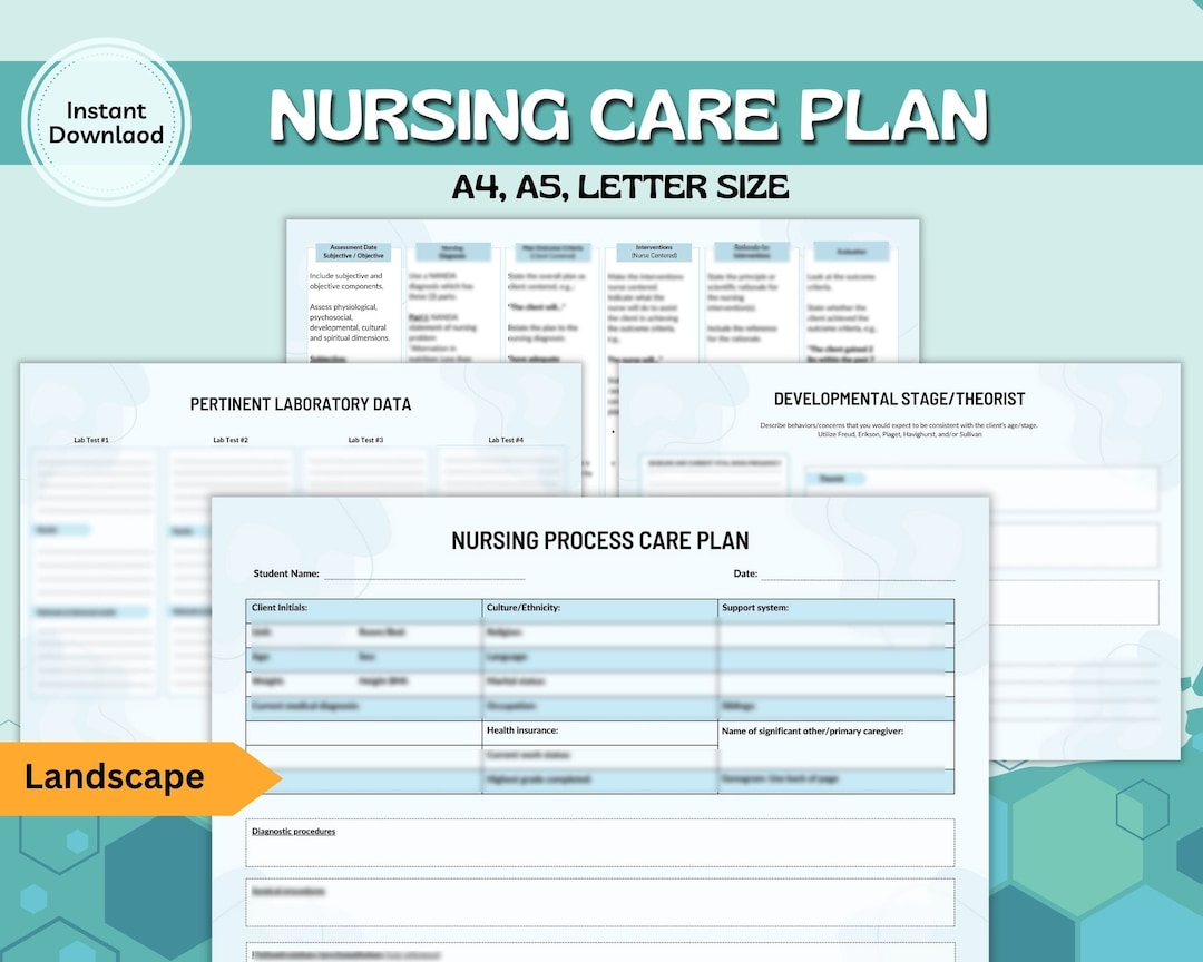 Nursing Care Plan Worksheets Includes Nursing Process - Etsy