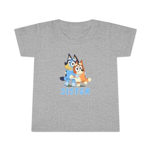 Camiseta Bluey Sister para niño pequeño, ropa para niños, camiseta familiar de dibujos animados, linda camiseta de hermano