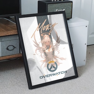 Overwatch Mercy Anime Art Style Poster | Wall Print, Digital Download, Printable Art At Home, Bedroom Home Decor, Gift Idea